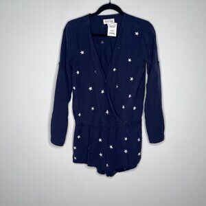 Cloth & Stone Women’s Blue and White Star Long Sleeve Romper Size XS